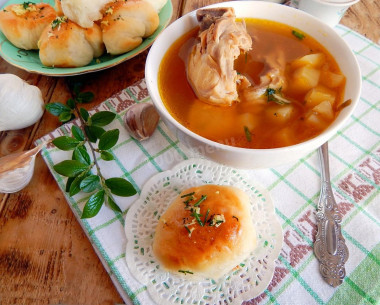 Borscht with garlic dumplings