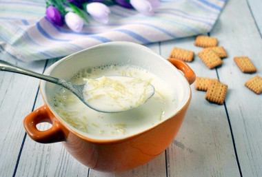 Milk soup with noodles for baby