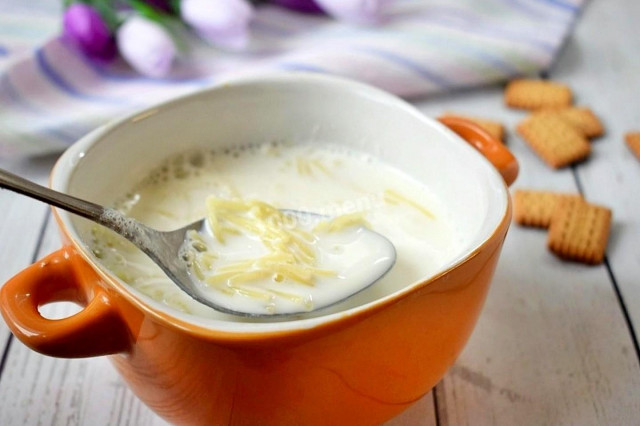 Milk soup with noodles for baby