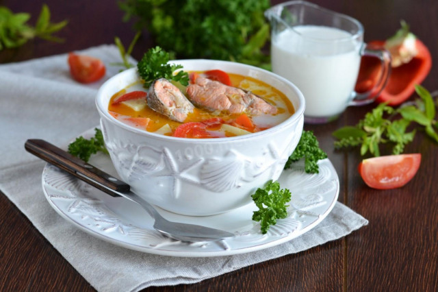 Finnish trout fish soup with cream