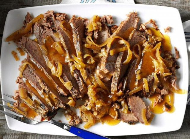 Beef brisket in a slow cooker