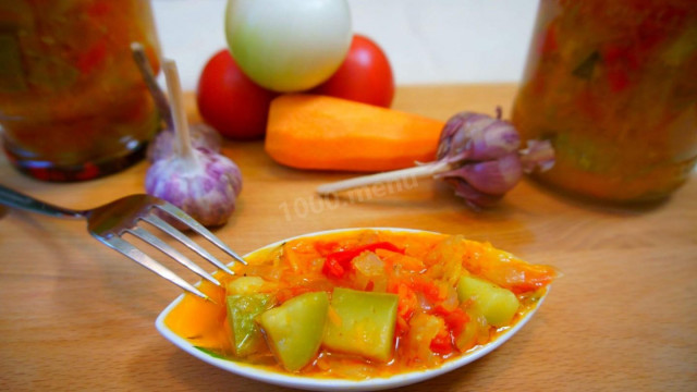 Zucchini salad with tomatoes and peppers for winter