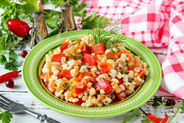 Delicious pearl barley for garnish