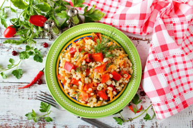 Delicious pearl barley for garnish