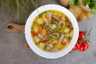 Mushroom soup from oyster mushrooms