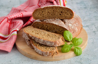 Black bread made from rye and wheat flour in the oven