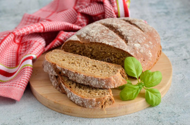 Black bread made from rye and wheat flour in the oven