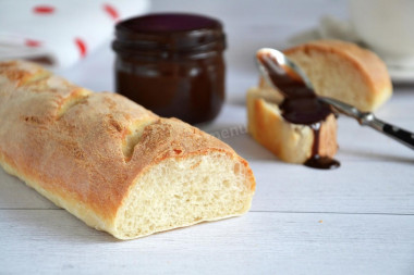 Homemade French baguette in the oven