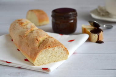 Homemade French baguette in the oven