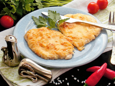 Chicken breast with cheese in the oven