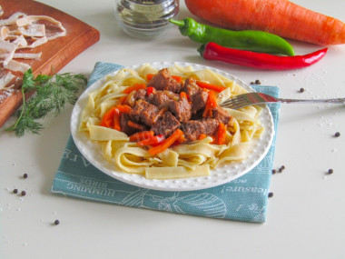 Homemade noodles with beef