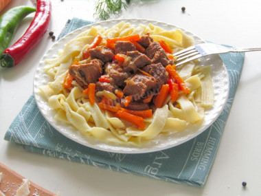 Homemade noodles with beef