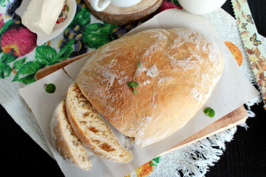 Ciabatta bread in the oven