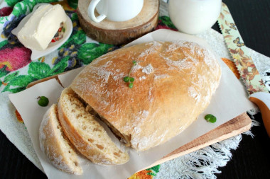 Ciabatta bread in the oven