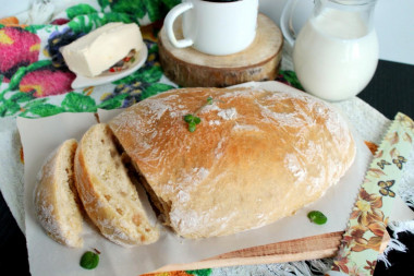 Ciabatta bread in the oven