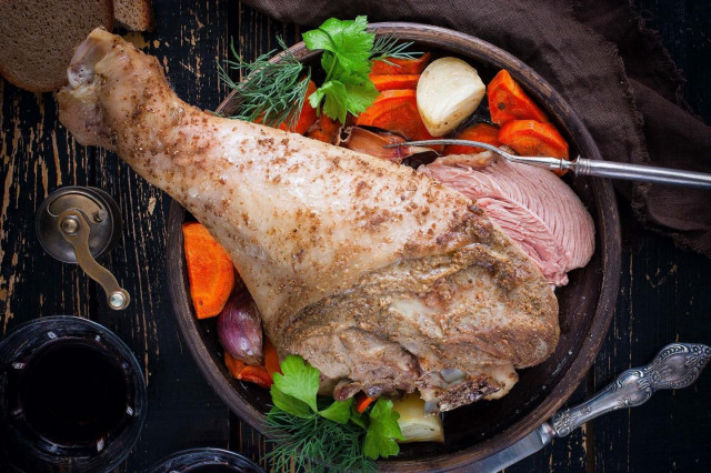 Turkey drumstick baked in the oven