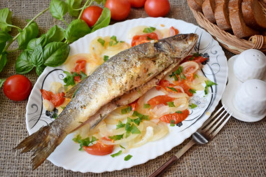 Sea bass baked in the oven