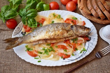 Sea bass baked in the oven