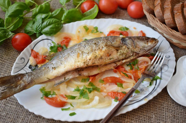 Sea bass baked in the oven