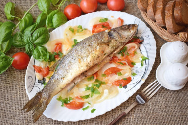 Sea bass baked in the oven