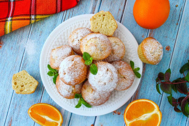 Orange cupcakes in the oven