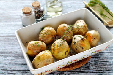 Whole baked new potatoes in the oven