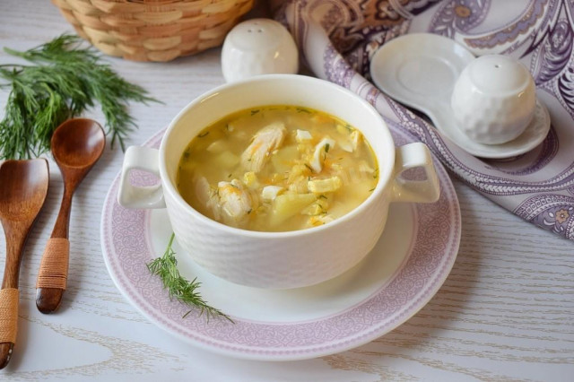 Soup with egg and chicken