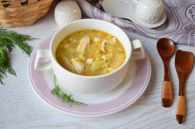 Soup with egg and chicken