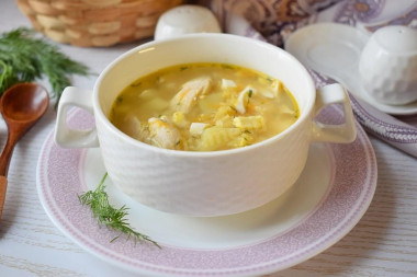 Soup with egg and chicken