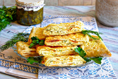 Lavash with cottage cheese in the oven