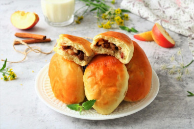 Yeast pastry pies in the oven