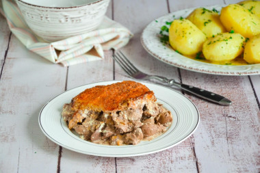 Chicken liver with cheese in the oven