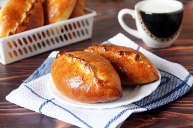 Yeast pies made of dough with milk in the oven