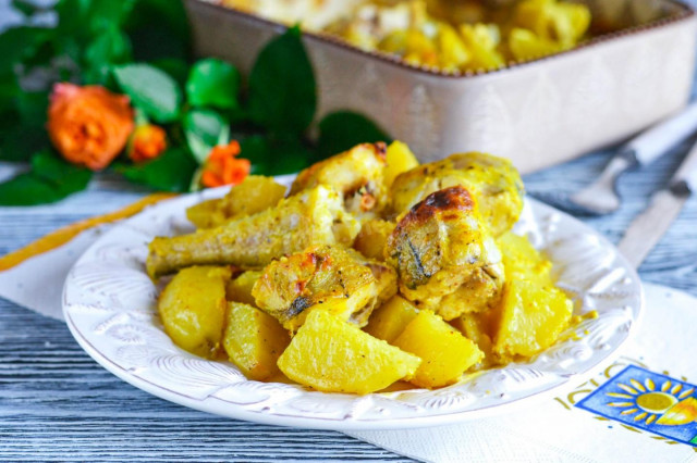 Pollock baked in the oven with potatoes