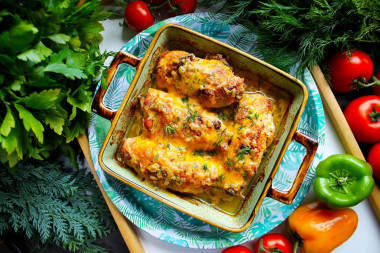 Pork rolls with stuffing in the oven