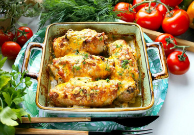 Pork rolls with stuffing in the oven