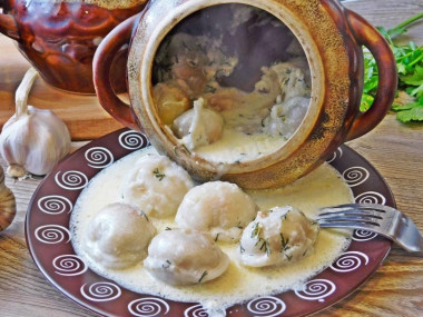 Dumplings in sour cream in the oven