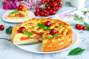 Sweet yeast cake with jam