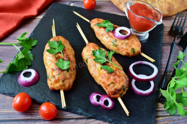 Minced chicken kebab in the oven