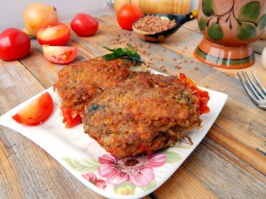 Buckwheat with minced meat in the oven