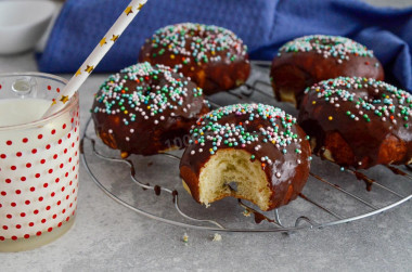 Donuts with chocolate glaze in the oven