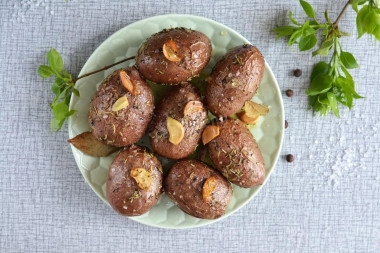 Potatoes in a uniform in the oven