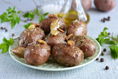 Potatoes in a uniform in the oven