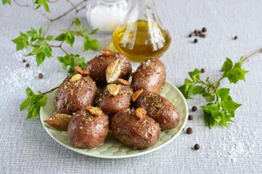 Potatoes in a uniform in the oven