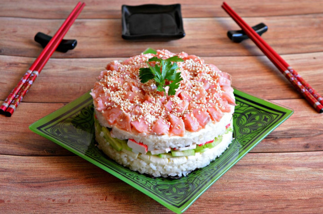 Sushi cake salad