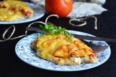 Chicken chops with cheese in the oven