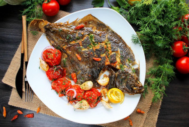 Whole baked flounder in the oven