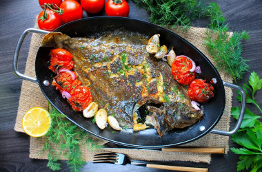 Whole baked flounder in the oven