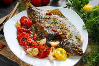 Whole baked flounder in the oven