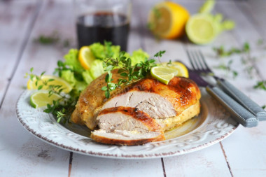 Turkey breast baked in juicy in foil oven